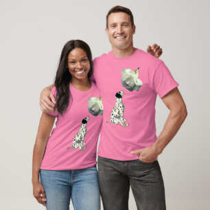 Dalmatian Puppy And White Rose  T-Shirt
