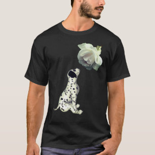 Dalmatian Puppy And White Rose T-Shirt