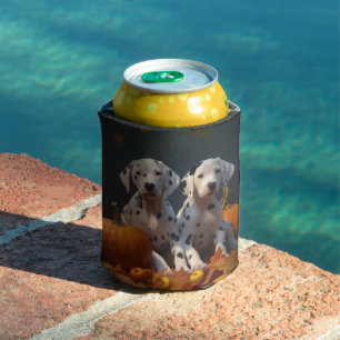 Dalmatian Puppy Autumn Delight Pumpkin Can Cooler