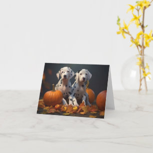 Dalmatian Puppy Autumn Delight Pumpkin Card