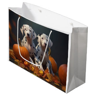 Dalmatian Puppy Autumn Delight Pumpkin  Large Gift Bag
