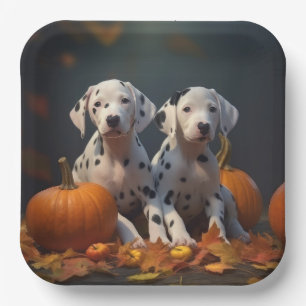 Dalmatian Puppy Autumn Delight Pumpkin  Paper Plate
