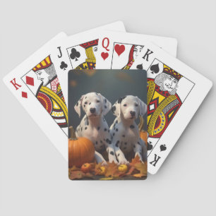 Dalmatian Puppy Autumn Delight Pumpkin Playing Cards