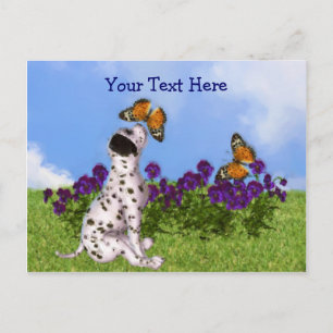 Dalmatian Puppy Butterflies Customisable Postcard