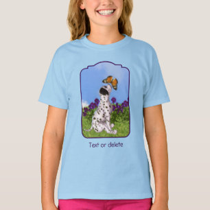 Dalmatian Puppy Butterflies Dog Art Painting T-Shirt