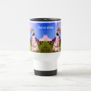 Dalmatian Puppy Butterflies Dog Art Personalized Travel Mug