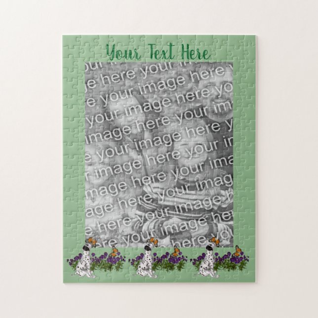 Dalmatian Puppy Butterflies Photo Frame Template Jigsaw Puzzle (Vertical)