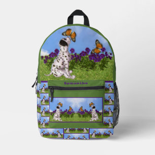 Dalmatian Puppy Butterfly Painting Personalised Printed Backpack