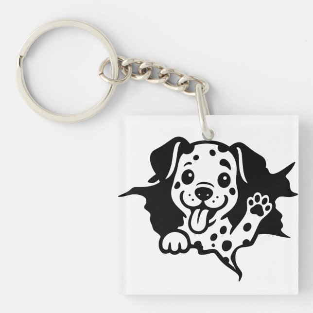 Dalmatian, Puppy, Cartoon Key Ring (Front)
