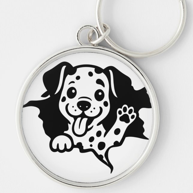 Dalmatian, Puppy, Cartoon Key Ring (Front)