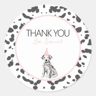 Dalmatian puppy dog Birthday party guest favour Classic Round Sticker
