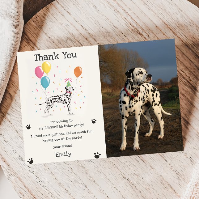 Dalmatian Puppy Dog Birthday Thank You Card Photo (Creator Uploaded)