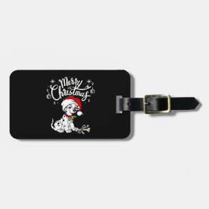 Dalmatian Puppy Dog In A Christmas Santa Hat Xmas Luggage Tag