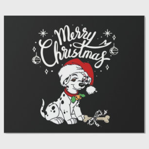 Dalmatian Puppy Dog In A Christmas Santa Hat Xmas Wrapping Paper