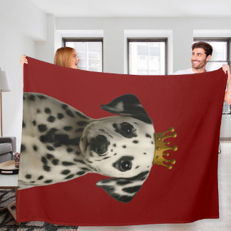 Dalmatian Puppy in Gold Crown Cute Fleece Blanket