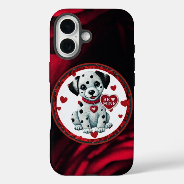 Dalmatian Puppy iPhone 16 Case – Be Mine Valentine (Back)