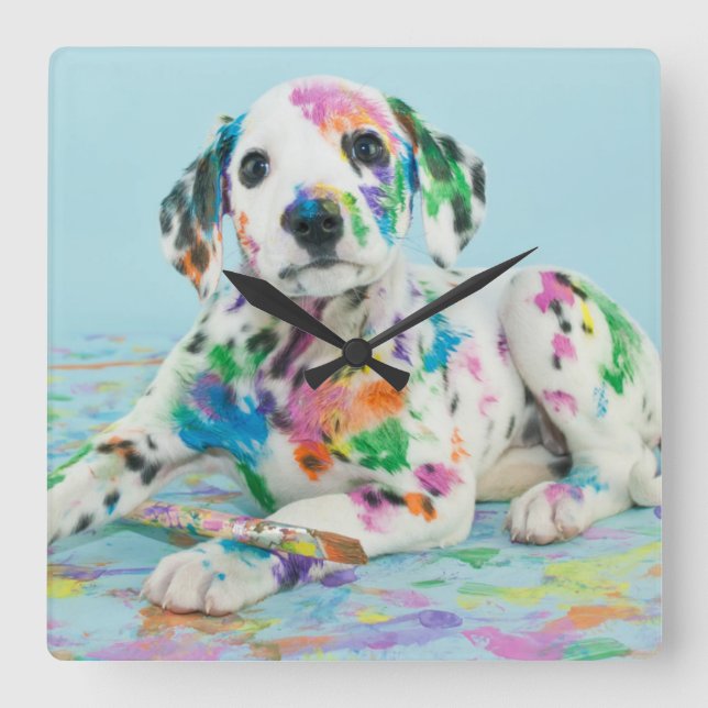 Dalmatian Puppy Square Wall Clock (Front)