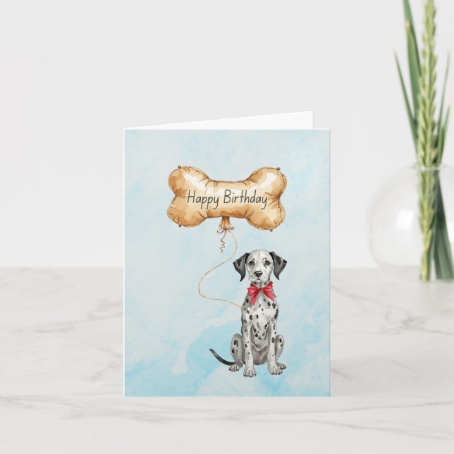 Dalmatian Puppy Watercolor Birthday Card (Front)