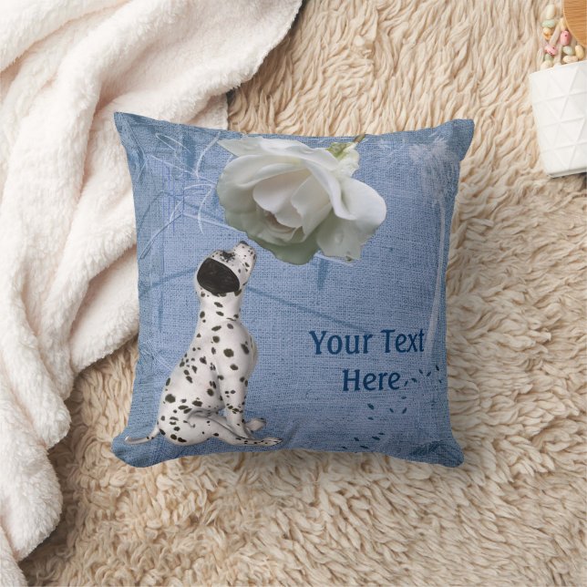 Dalmatian Puppy White Rose Animal Cushion (Blanket)