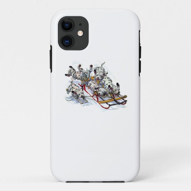 Dalmatian Pups Sledding Case-Mate iPhone Case (Back)