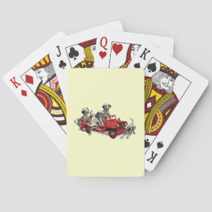 Dalmatian Pups with Fire Truck Playing Cards