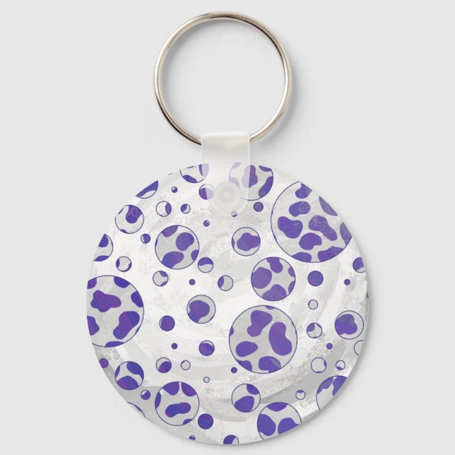 Dalmatian Purple and White Polka Dot Key Ring (Front)
