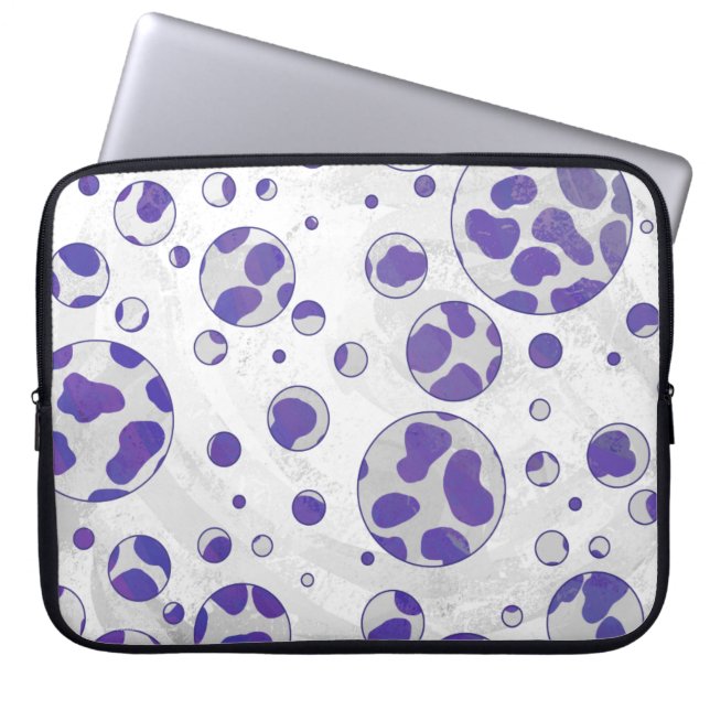 Dalmatian Purple and White Polka Dot Laptop Sleeve (Front)