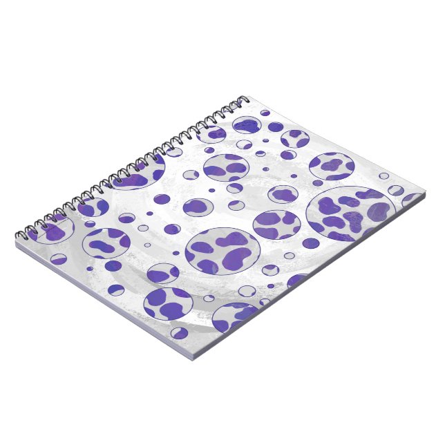 Dalmatian Purple and White Polka Dot Spiral Notebook (Left Side)