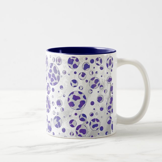 Dalmatian Purple and White Polka Dot Two-Tone Coffee Mug (Right)
