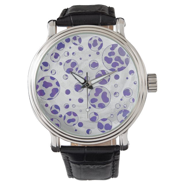 Dalmatian Purple and White Polka Dot Watch (Front)
