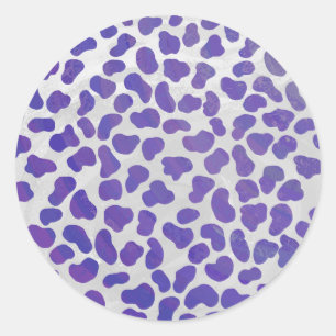 Dalmatian Purple and White Print Classic Round Sticker