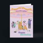 Dalmatian Riding Carousel Granddaughter Birthday C Card<br><div class="desc">Send this adorable card to your fabulous granddaughter on her birthday.  Dotty Dog,  the dalmatian,  and family,  proudly watch on and wave,  as granddaughter gallops by on a colorful carousel horse,  at the fair.</div>