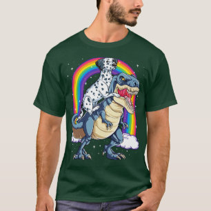 Dalmatian Riding Dinosaur Rainbow for Men Women Bo T-Shirt
