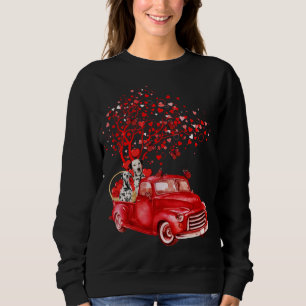 Dalmatian Riding Red Truck Valentine Butterfly Hea Sweatshirt
