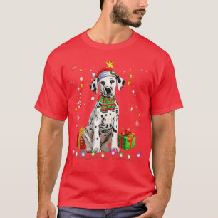 Dalmatian Santa Funny Christmas Tree Lights Xmas P T-Shirt