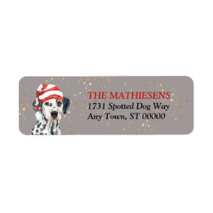 Dalmatian Santa Hat Address Label