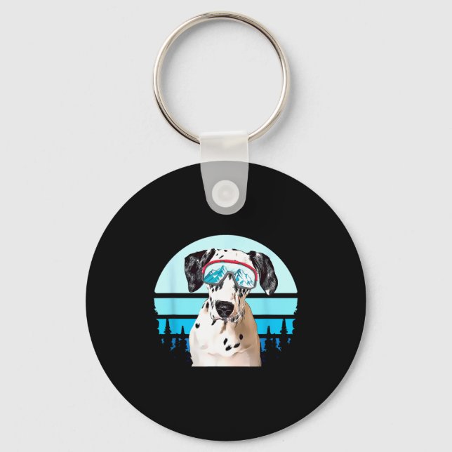 Dalmatian skiing winter mountain ski dog lover  key ring (Front)