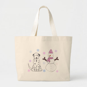 Dalmatian & Snowman Large Tote Bag