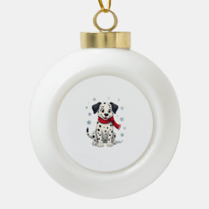 Dalmatian Snowy Fun Ceramic Ball Christmas Ornament