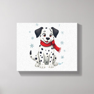 Dalmatian Snowy Fun dog Canvas Print