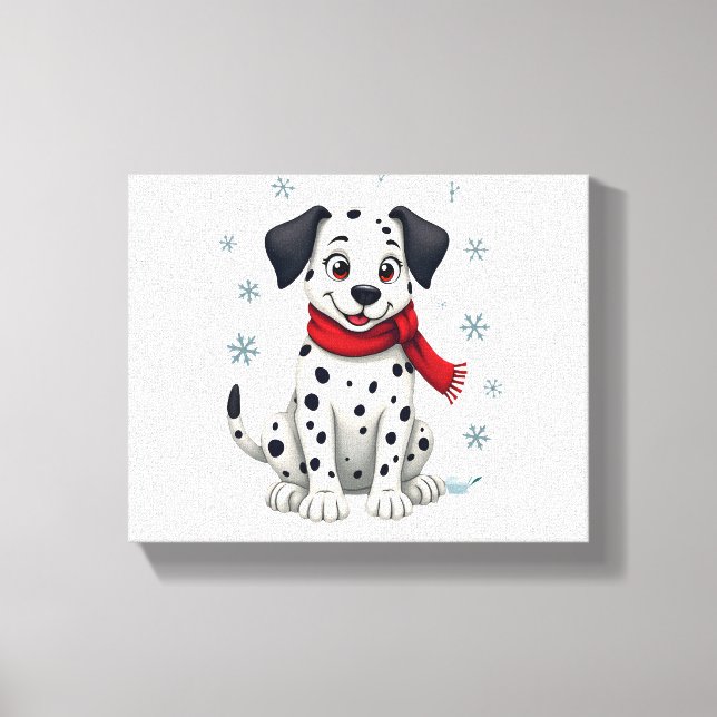 Dalmatian Snowy Fun dog Canvas Print (Front)