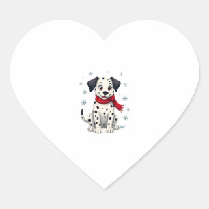 Dalmatian Snowy Fun Heart Sticker