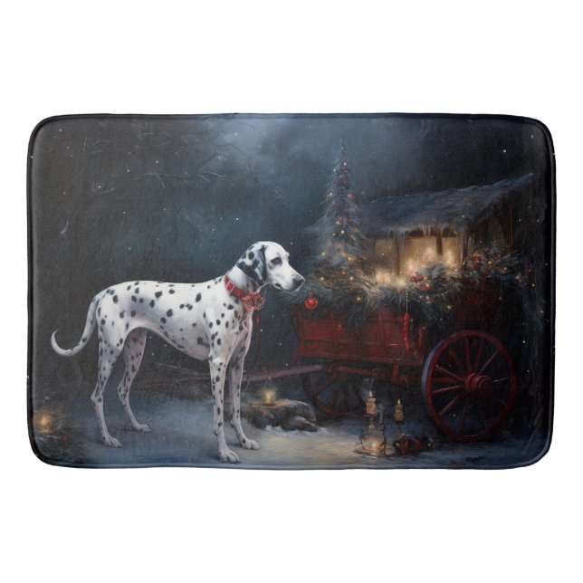 Dalmatian Snowy Sleigh Christmas Decor  Bath Mat (Front)
