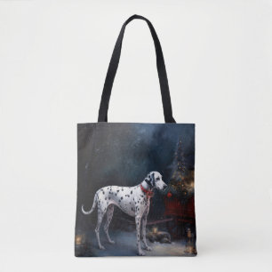 Dalmatian Snowy Sleigh Christmas Decor Tote Bag