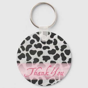 Dalmatian Spot Pattern Pink Thank You Key Ring