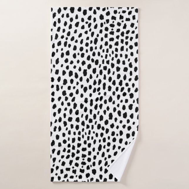 Dalmatian Spots (black/white) Bath Towel (Bath Towel)