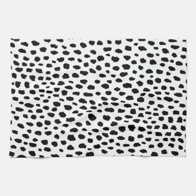 Dalmatian Spots (black/white) Tea Towel (Horizontal)
