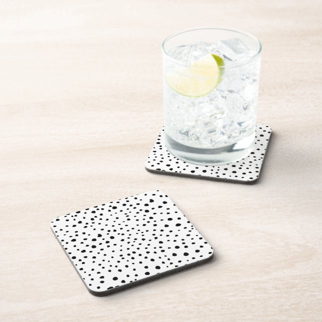 Dalmatian Spots, Dalmatian Dots, Black and White Coaster (Right Side)