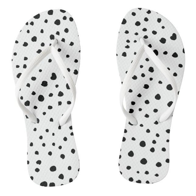 Dalmatian Spots, Dalmatian Dots, Black and White Jandals (Footbed)