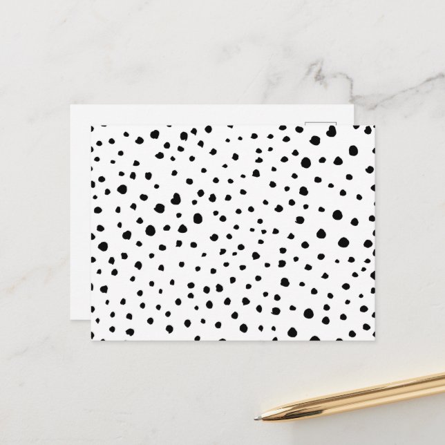 Dalmatian Spots, Dalmatian Dots, Black and White Postcard (Front/Back In Situ)